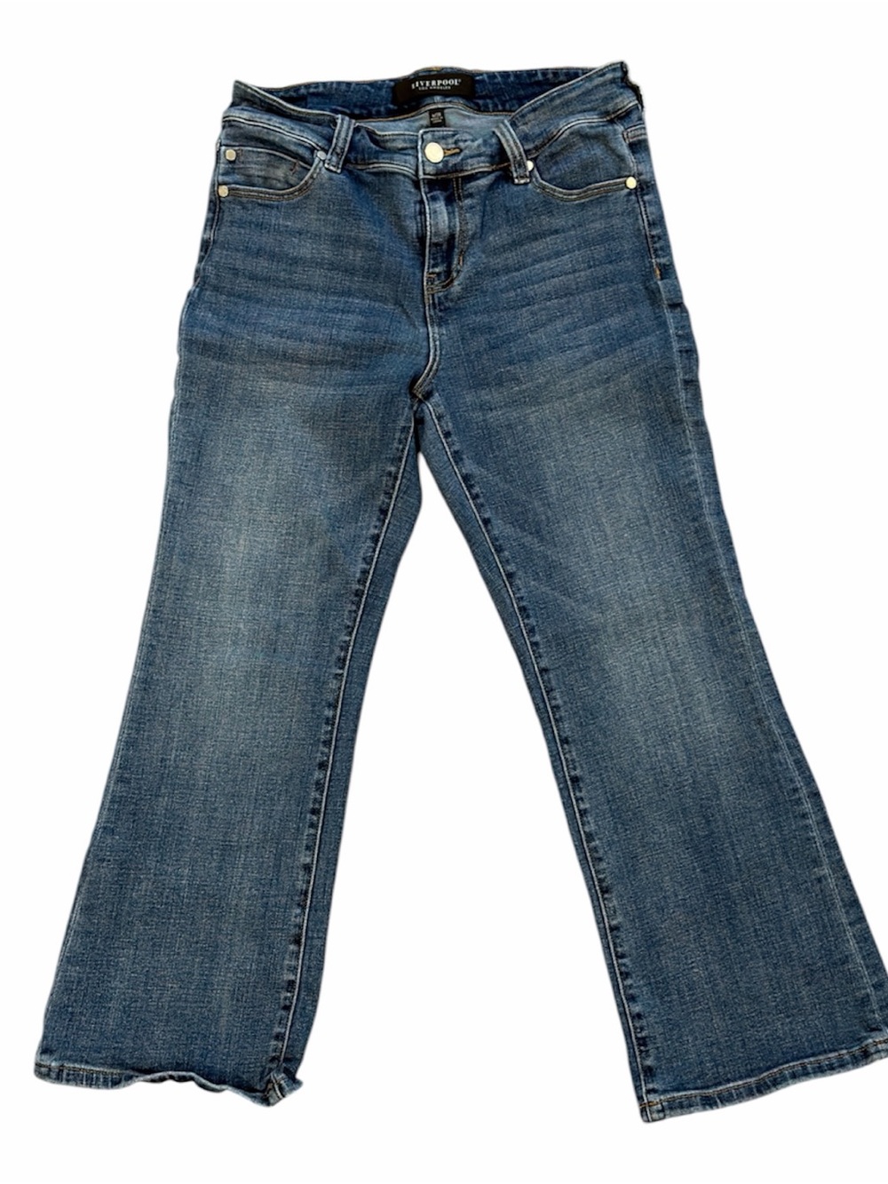 Liverpool Women's Dark Blue Wide Leg Cropped Jeans